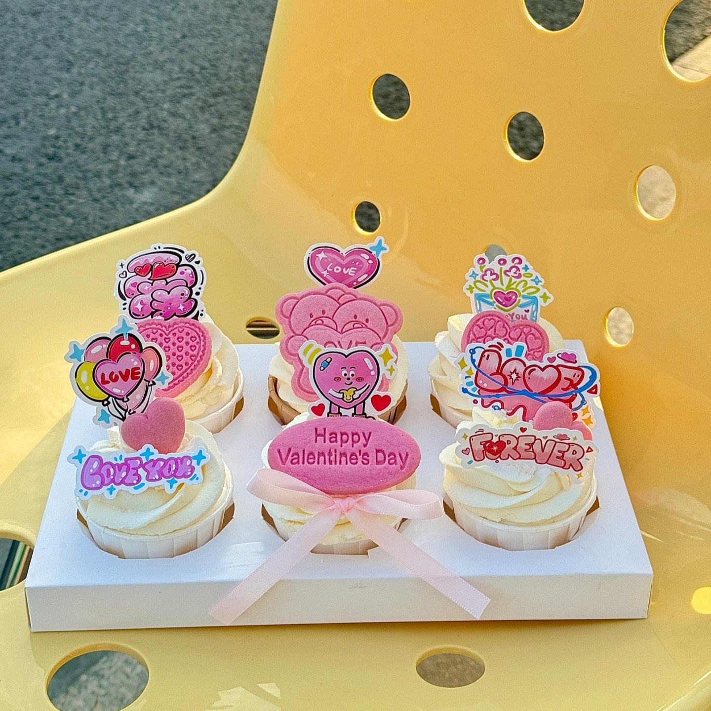 2.14情人节涂鸦卡片纸杯蛋糕装饰插牌小熊饼干情侣表白烘焙装扮,节庆用品/礼品,节日装扮用品,淘宝优惠券,粉丝福利购,淘宝优惠卷