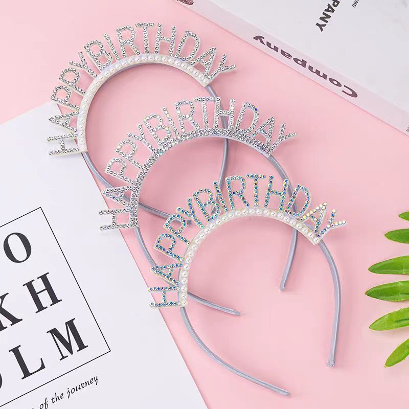 生日发箍蛋糕珍珠钻石生日快乐网红女神派对装扮拍照道具