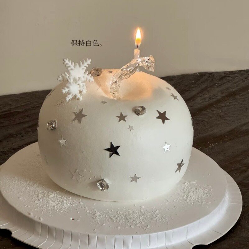 网红银色星星亮片苹果蛋糕装饰唯美圣诞雪花五角星派对甜品台插件