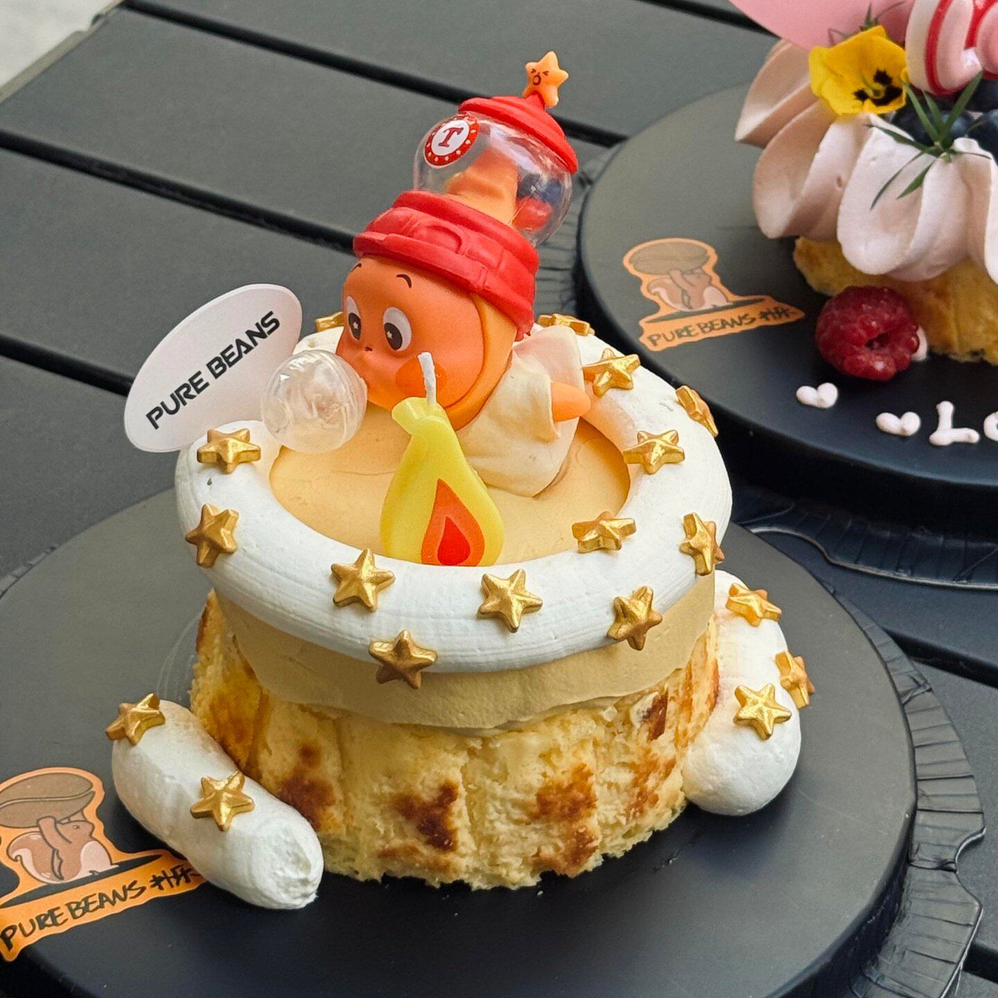 卡通吹泡泡星星人蛋糕装饰摆件火苗蜡烛儿童生日派对烘焙装扮插件