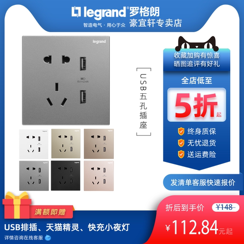 tcl罗格朗逸景仕典usb暗装插座
