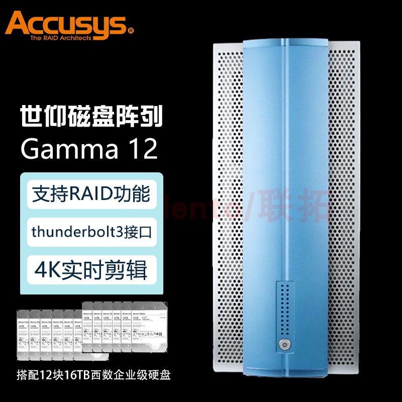 Accusys世仰 12盘雷电3磁盘阵列柜 Accusys世仰静音雷电磁盘阵列 Gamma12（含192TB西数盘五年质保）