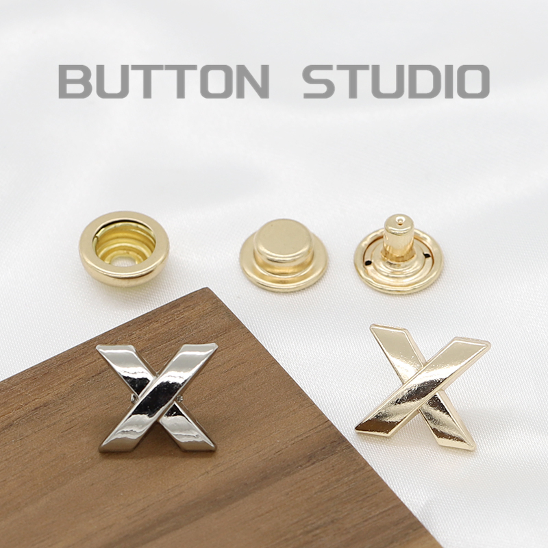 三佳简约X字四合扣牛仔服装纽扣
