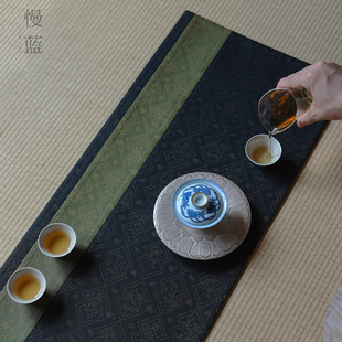 慢蓝凌波仙子方胜纹茶席干泡桌旗人丝织锦茶具收纳袋单肩斜跨包