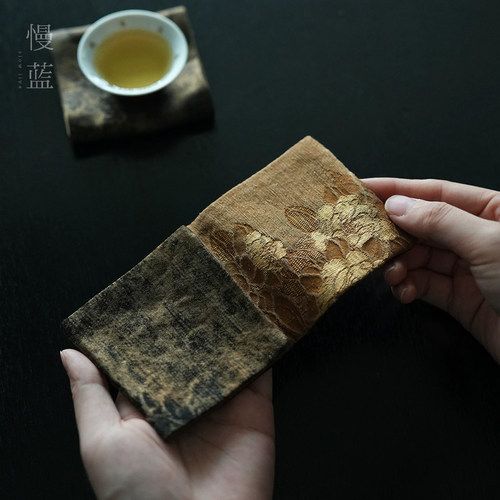 慢蓝香云纱茶巾轻薄双层手绢帕子