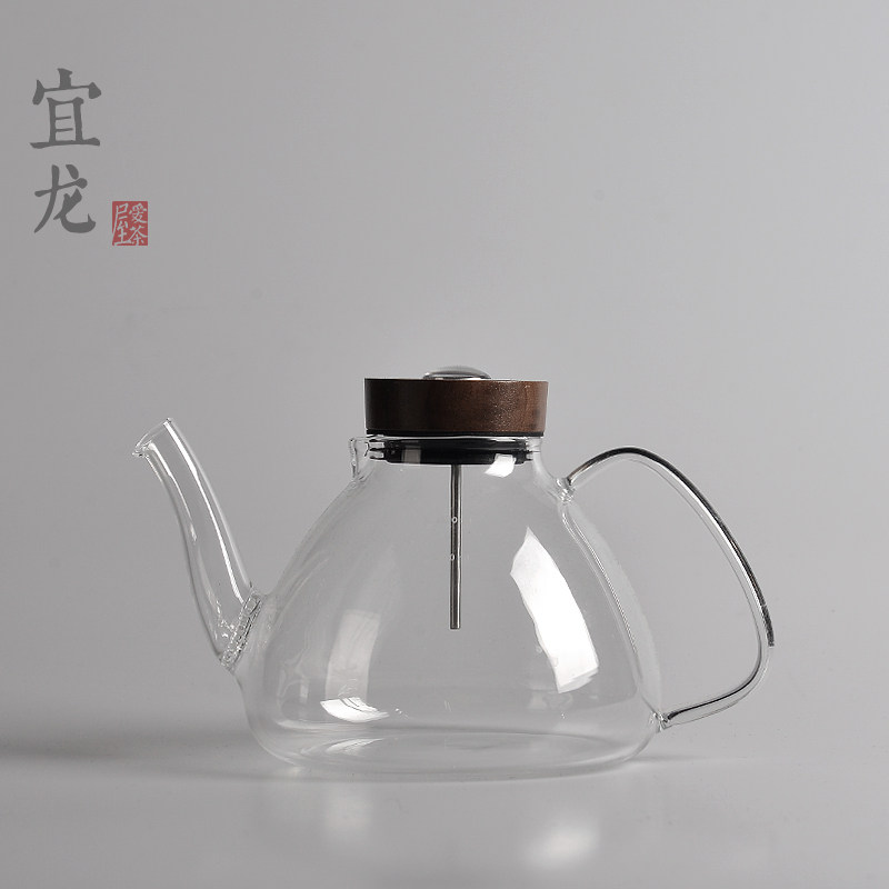 台湾宜龙茶具耐热玻璃过滤提梁侧把煮泡茶烧水壶电陶炉感温养生壶