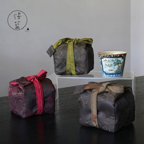 慢蓝香云纱花叶丛生单线卷绳杯袋