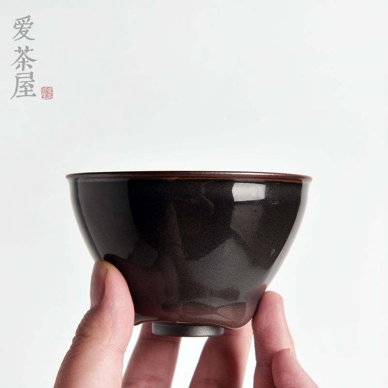龙泉青瓷严卫恩茶具名家手工紫玉盏品茗杯主人杯个人饮杯功夫茶道