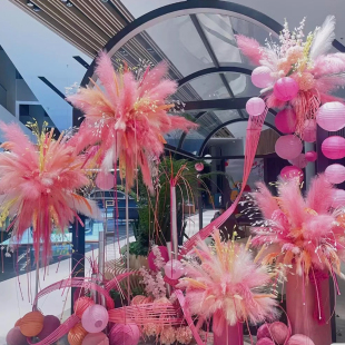 仿真芦苇花艺烟花孔雀草羽毛装饰品摆件婚庆路引道具婚礼布置新年