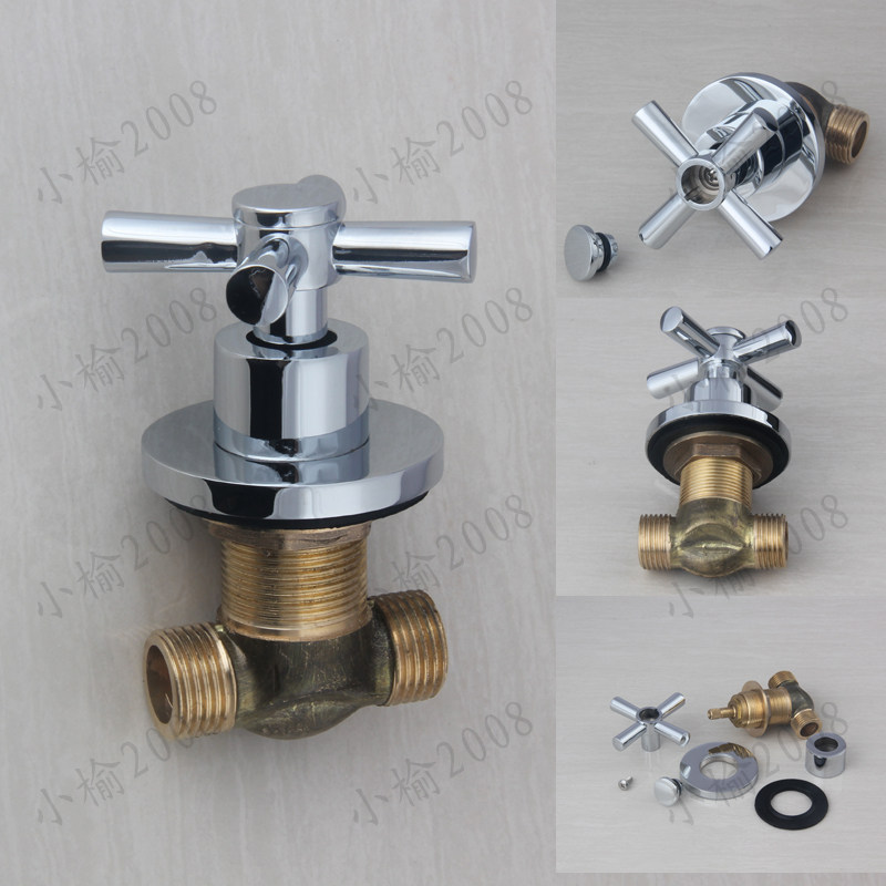 面盆龙头入柜式暗装十字手轮 双把三孔开关把手全铜分体式浴室柜