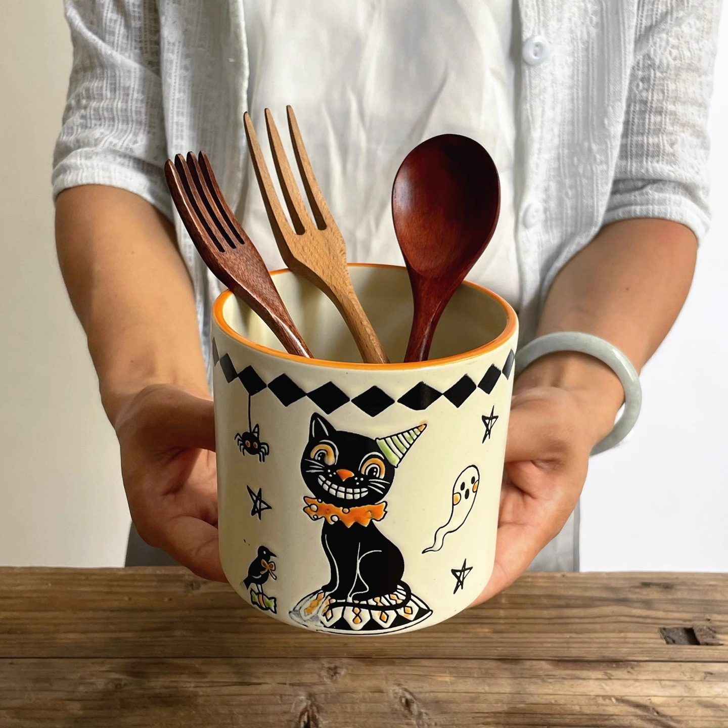 手绘陶瓷筷子筒笔筒手绘收纳罐筷子勺筒创意筷子架餐具笼多肉花盆,餐饮具,餐具笼/架,淘宝优惠券,粉丝福利购,淘宝优惠卷