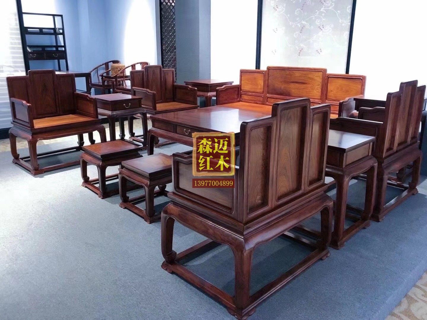 越南加厚仿古新中式风红木沙发