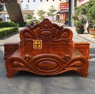 缅甸花梨红木床芒果钻石实木原木大果紫檀全榫卯结构明清古典家具