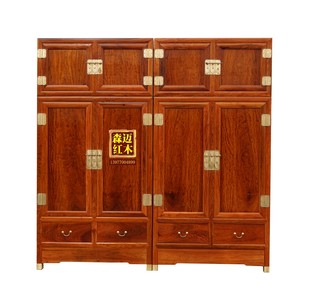 缅甸花梨红木衣柜实木顶箱柜品质雕花原木大果紫檀明清卯榫古典