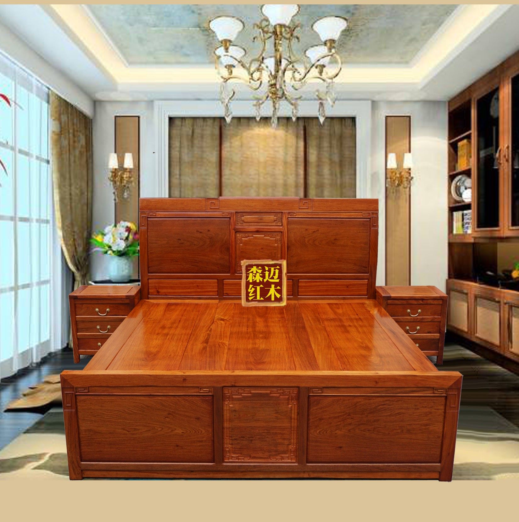 缅甸花梨红木床 大果紫檀红木床 双人位新中式床实用收藏,住宅家具,红木床,淘宝优惠券,粉丝福利购,淘宝优惠卷