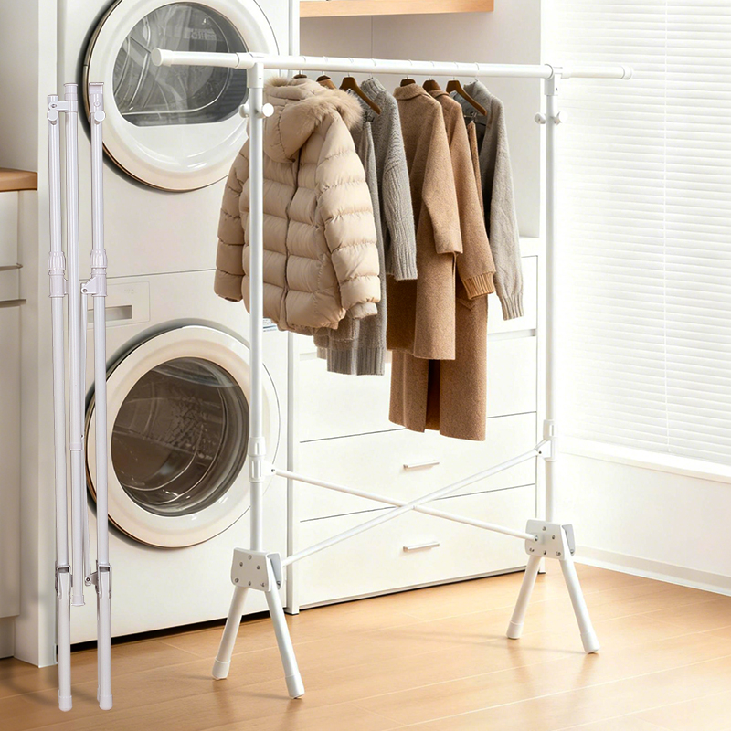 可折叠免安装单杆晾衣架