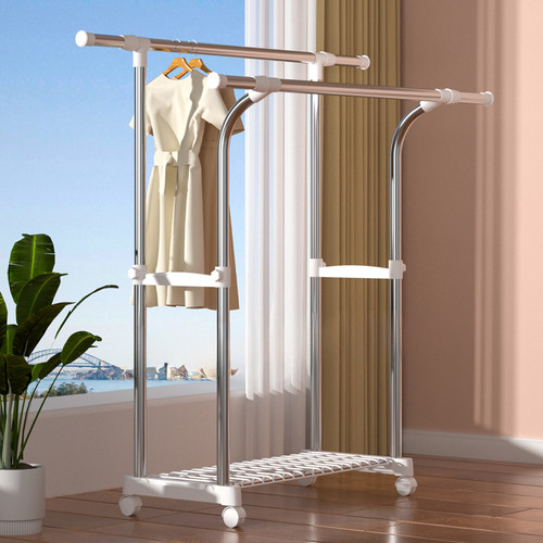 友阳双杆式不锈钢家用晾衣架落地