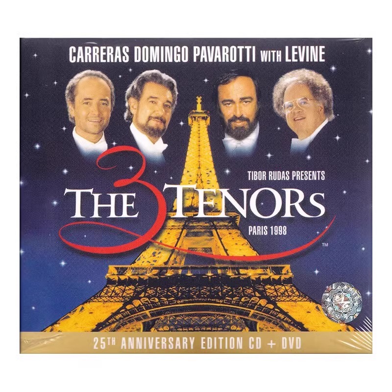 正版 三大男高音 1998巴黎世界杯演唱会 25周年 CD+DVD 帕瓦罗蒂