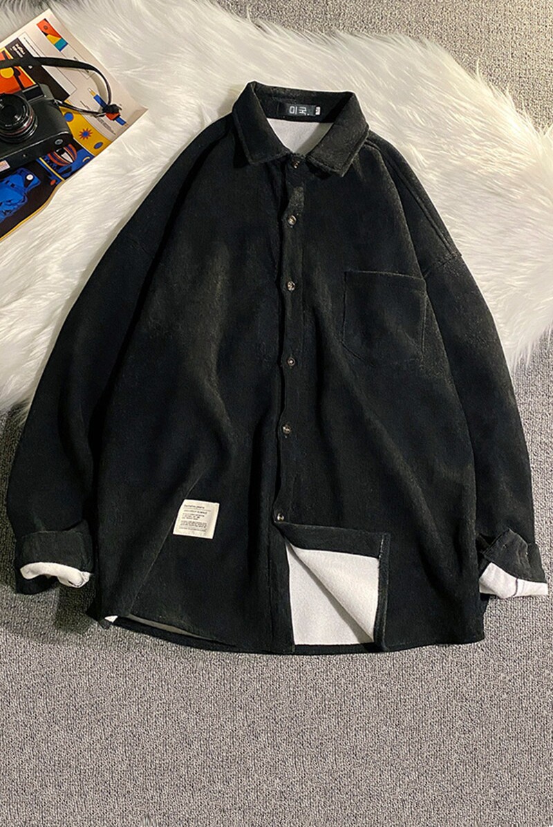 衬衫男冬潮牌灯芯绒长袖港风日系痞帅加绒保暖衬衣1736P50严控69,男装衬衫,电商B413-1