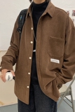 灯芯绒衬衫男秋装外套韩版潮流帅气港风复古宽松休闲衬衣DX33P50，男装衬衫，电商B413-1