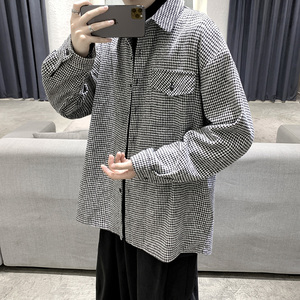 大码衬衫男士秋装韩版潮流加绒加厚衬衣休闲外套DX35 P60 加绒P70图片