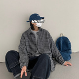 衬衫男长袖秋季韩版帅气港风复古宽松休闲格子衬衣外套DX125P60，男装衬衫，电商B413-1