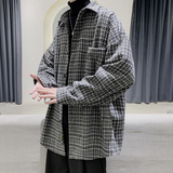 高品质大货港风格子衬衫男大码百搭衬衣宽松情侣外套DX125P60，男装衬衫，电商B413-1