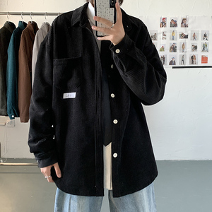 品质大货 秋季潮灯芯绒衬衫宽松男衬衣弹力外套港风DX33 P50 控68图片
