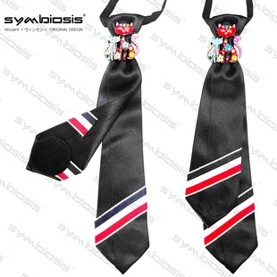 原创高级感TB三色斜杠双层黑色6cm领带学院风港风潮金属猫咪配饰