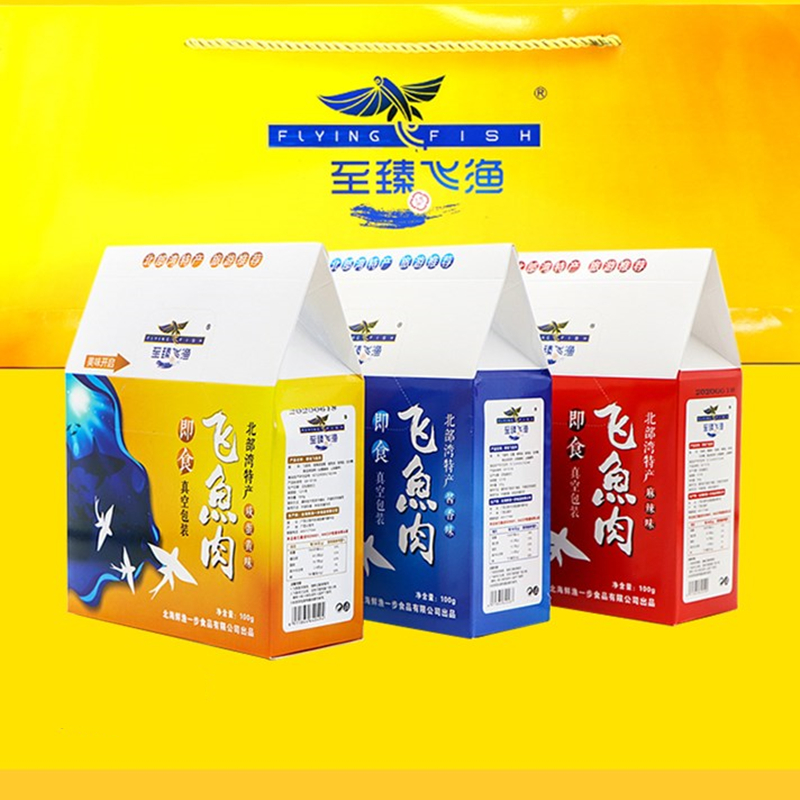 广西北海特产飞鱼肉100g即食海鲜休闲零食品海味鱼排干真空礼盒装