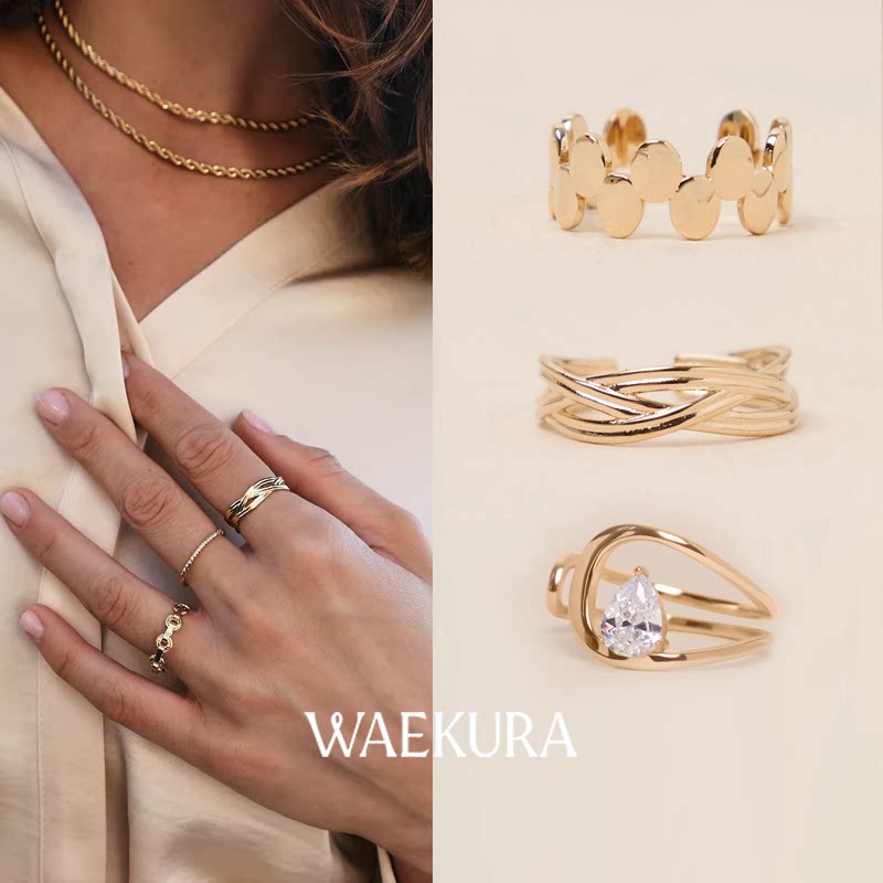 法国小众设计师WAEKURA 25秋冬巴黎niva圆点线条交叉锆石戒指耳环