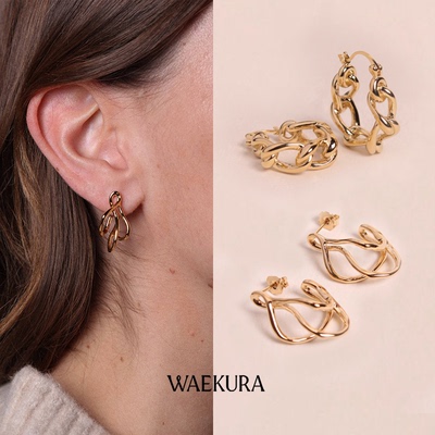 法国小众设计师WAEKURA宴会Simone粗环链条Sissy艺术感线条耳钉