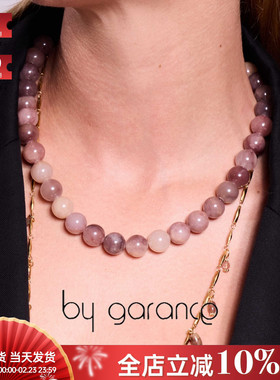 法国小众by garance正品BOQI苔藓玛瑙拉长石草莓晶蔷薇石圆滚项链