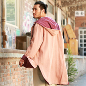 中国风中长款 楠唐装 男装 风衣男外套双面披风大衣复古盘扣长袍牧风