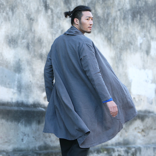 男装 风衣民族服装 中国风春季 披风男士 云追 男外套休闲中长款 楠唐装