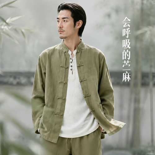 楠100%苎麻唐装手工盘扣外套上衣