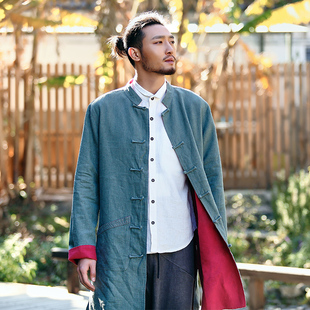 中长款 2024新款 男士 新中式 大衣孤尘 楠中国风秋季 风衣宽松唐装 男装