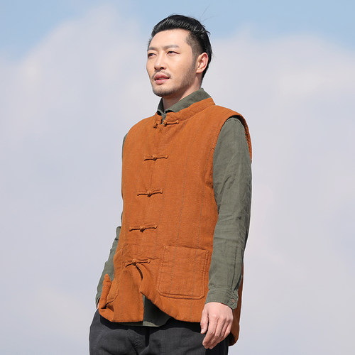 楠100%苎麻早春男棉马甲顺丰包邮