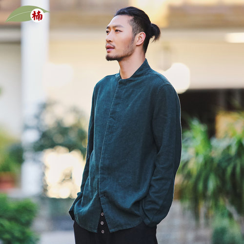 楠中式100%苎麻长袖衬衫顺丰包邮