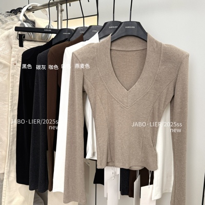 v领打底气质显瘦设计感加绒内搭