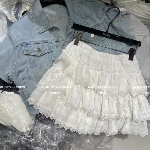 白色高腰显瘦蕾丝蓬蓬裙蛋糕裙女