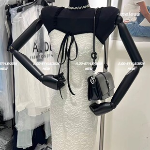 ADD蕾丝长裙2025夏季 气质显瘦蕾丝拼接系带设计感吊带连衣裙 新款