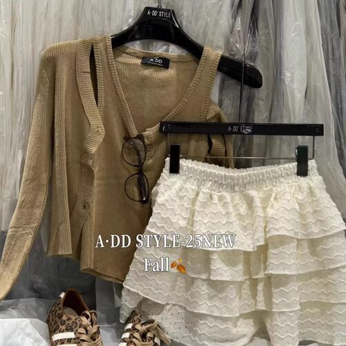 高腰显瘦花边设计感蛋糕裙短裙