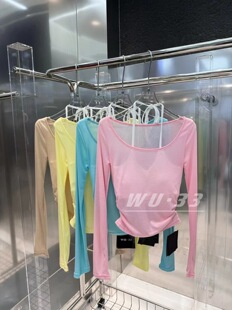 纯欲修身 wu.33内搭2024春季 新款 韩版 T恤 显瘦假两件挂脖设计感长袖