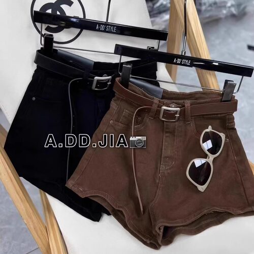 ADD黑色辣妹短裤高腰显瘦牛仔裤