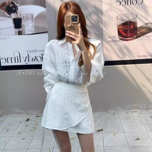 新款 ADD衬衫 套装 2026春季 半身裙两件套女 纯欲显瘦镂空设计感衬衫