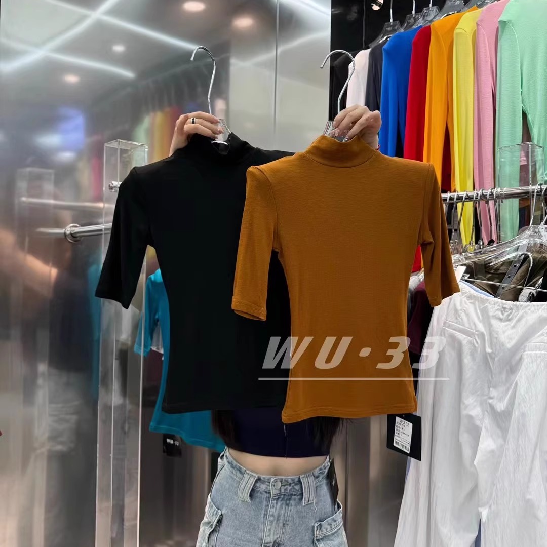 百搭显瘦半高领设计感内搭打底衫