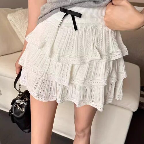 百搭高腰显瘦针织半身裙蛋糕裙女