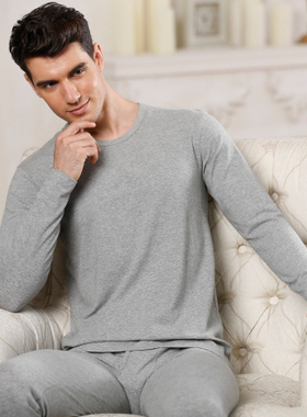 侨佳春季中薄款纯棉圆领男士保暖内衣套装舒适青年秋衣秋裤89661