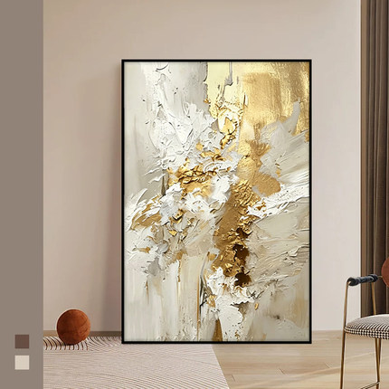 高级感油画手绘定制挂画抽象艺术小众客厅落地画立体玄关装饰画